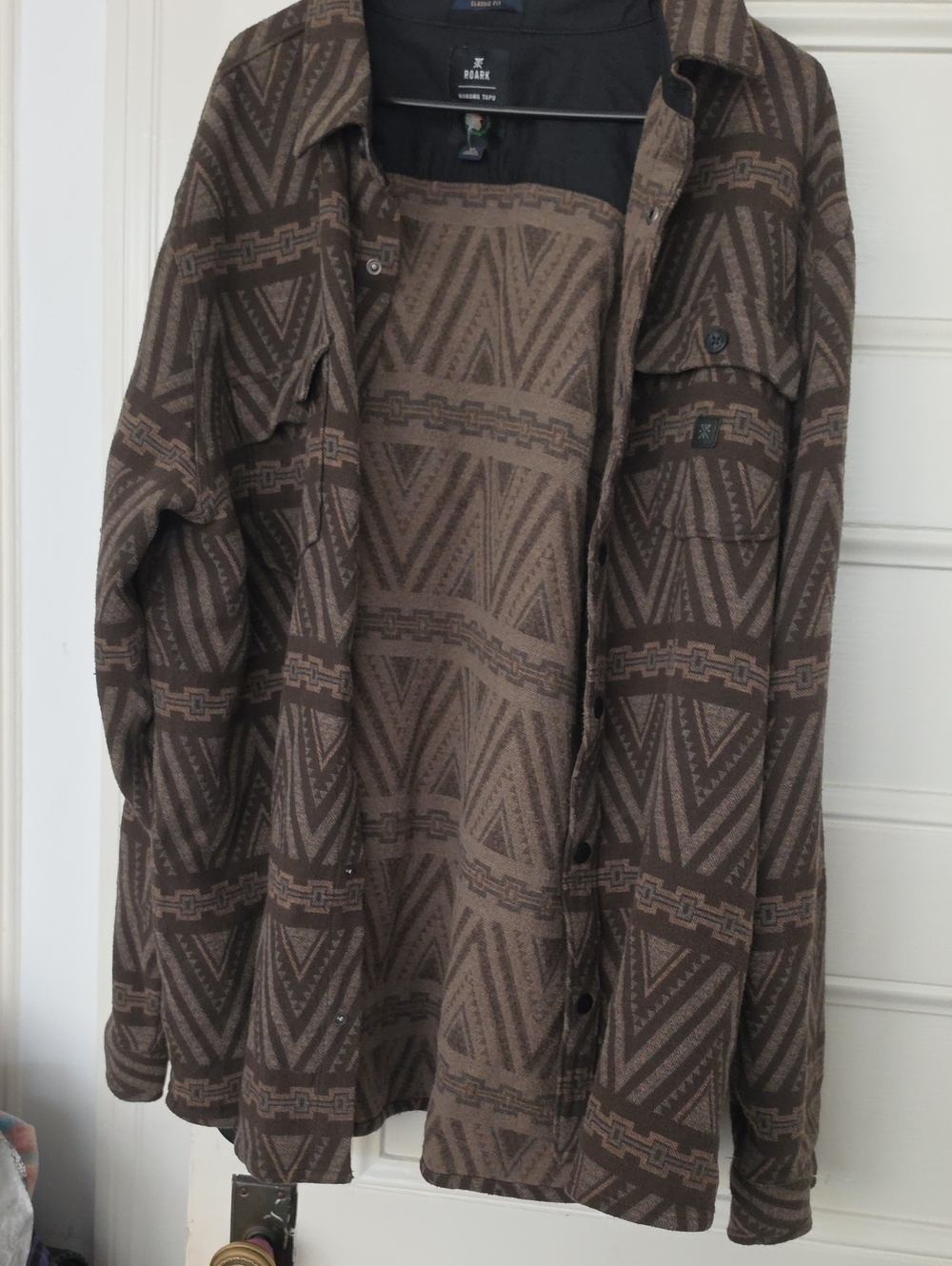 Roark Brown Geometric Button-Up Shacket